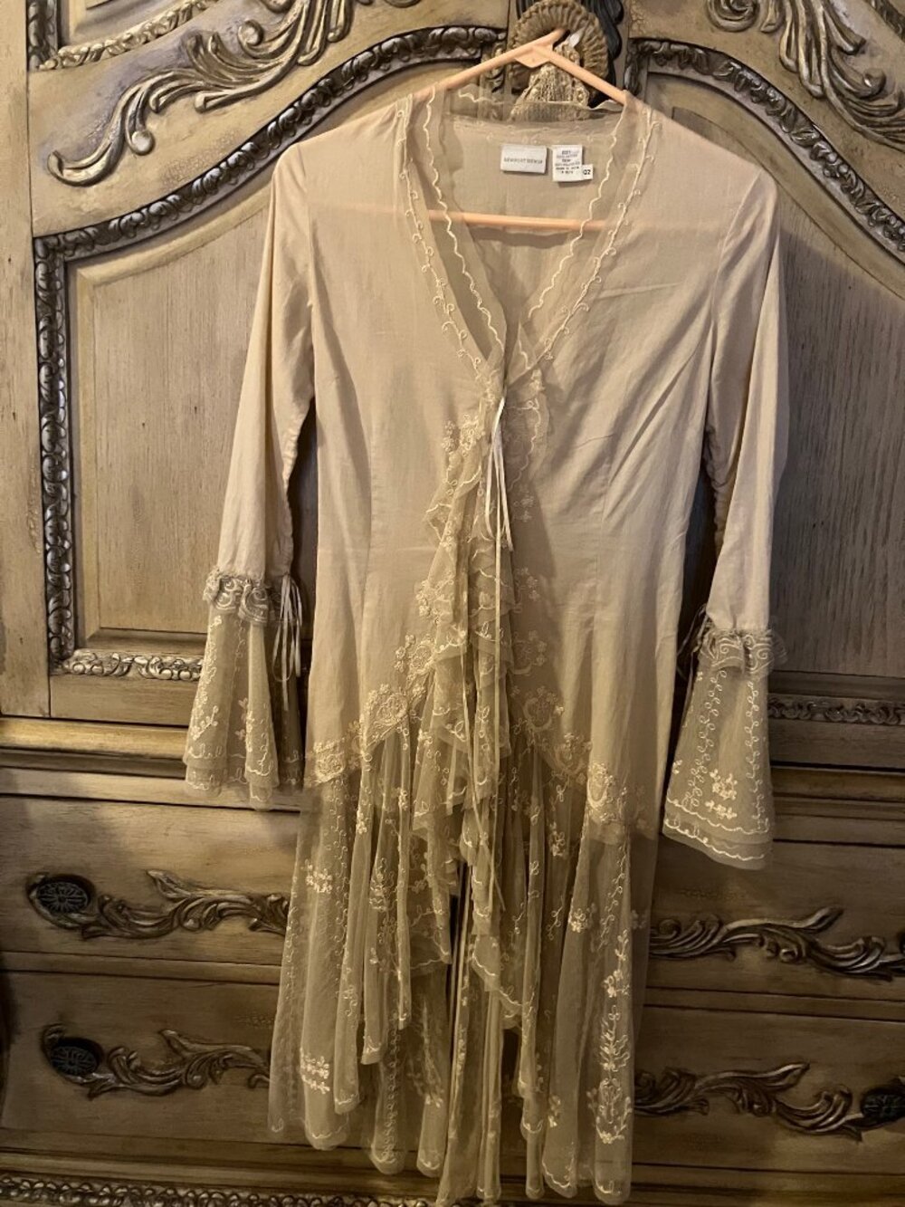 BOSTON PROPER - Taupe Tan Lace Renaissance Tunic Jacket - Size 2